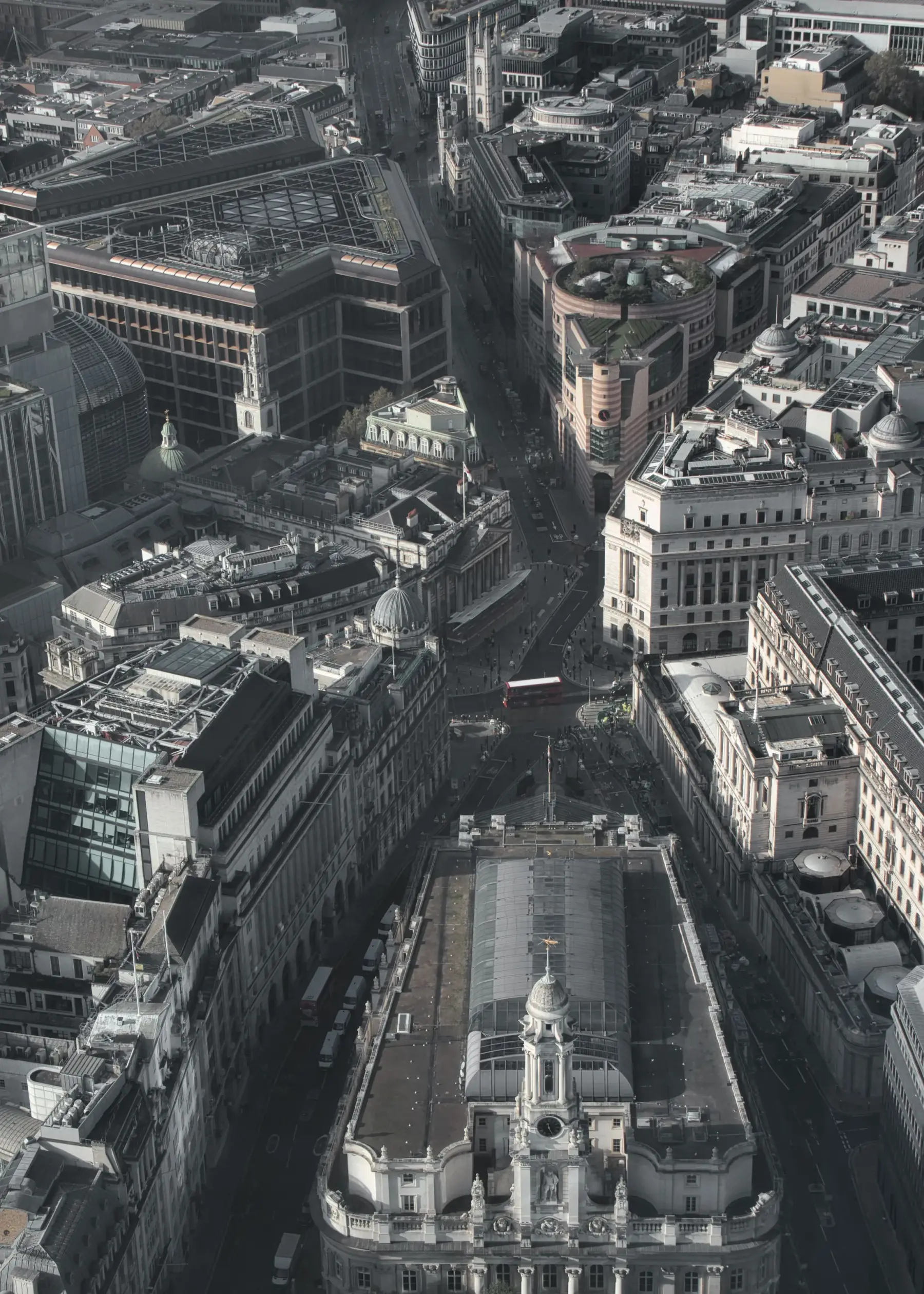 The City of London financial district viewed from above